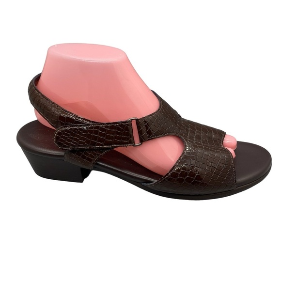SAS San Antonio Shoemakers Suntimer Sandals Brown Croc Print Leather Comfort 10N - Picture 5 of 13